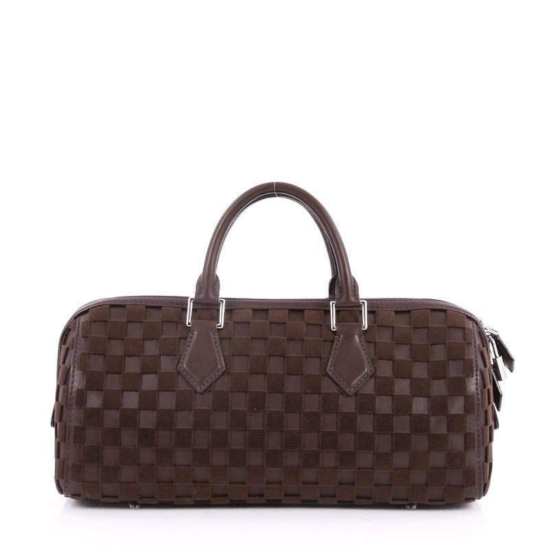 Louis Vuitton Speedy Cube Bag Damier Cubic Leather and Velvet East West In Good Condition In NY, NY