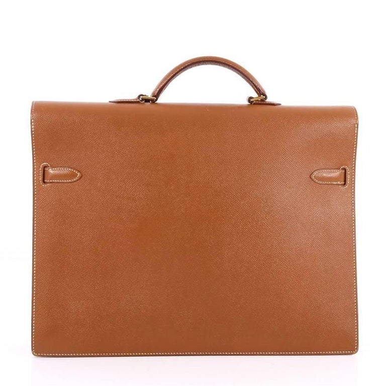 AUTHENTIC HERMES SAC A DEPECHE LEATHER HANDBAG BRIEFCASE - BROWN