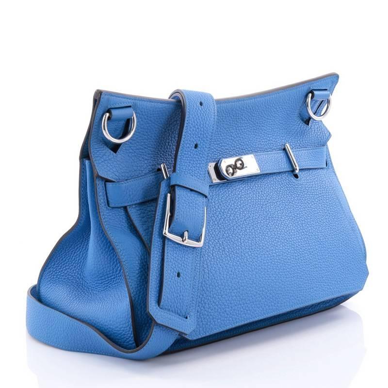 Blue Hermes Jypsiere Handbag Clemence 34