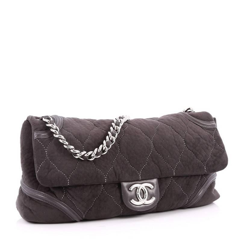 Black Chanel Rodeo Drive Flap Bag Quilted Fabric Large