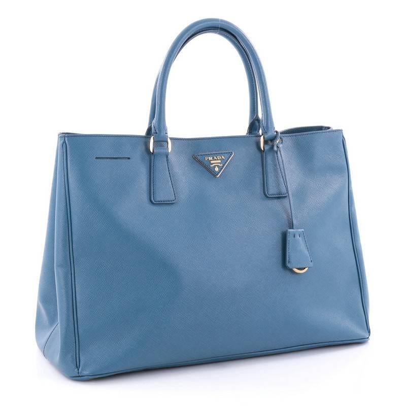 Blue Prada Lux Open Tote Saffiano Leather Medium