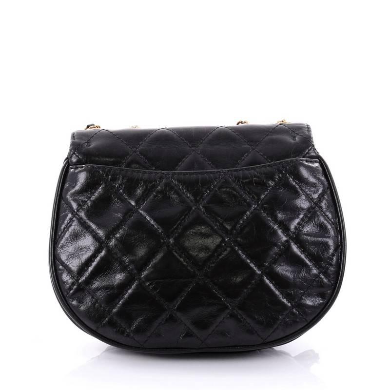 Black Chanel Dubai Messenger Bag Quilted Aged Calfskin Small