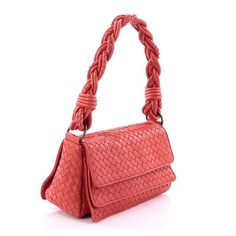 Pink Bottega Veneta Braided Double Flap Bag Intrecciato Nappa Small