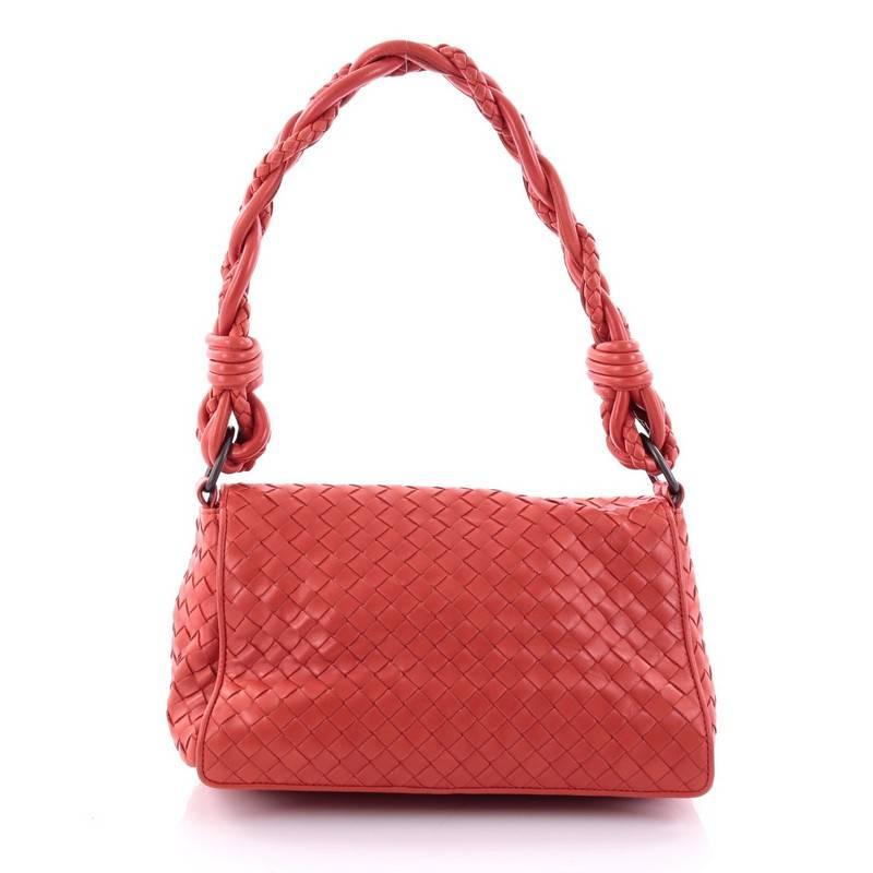 Bottega Veneta Braided Double Flap Bag Intrecciato Nappa Small In Good Condition In NY, NY