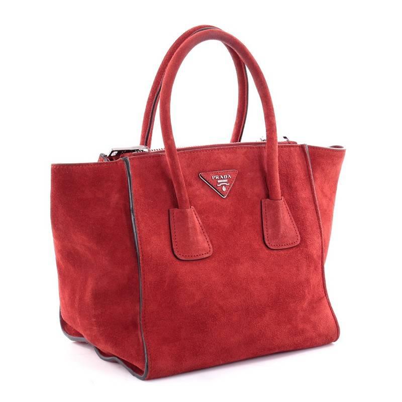Red Prada Twin Pocket Tote Suede Small