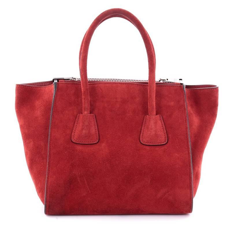 Prada Twin Pocket Tote Suede Small In Good Condition In NY, NY