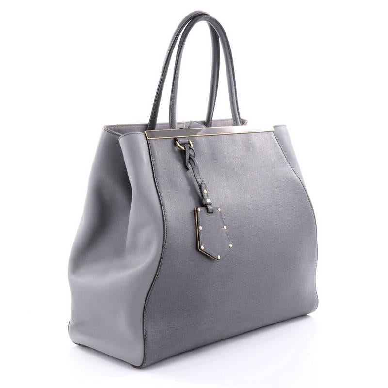 Gray Fendi 2Jours Handbag Leather Large