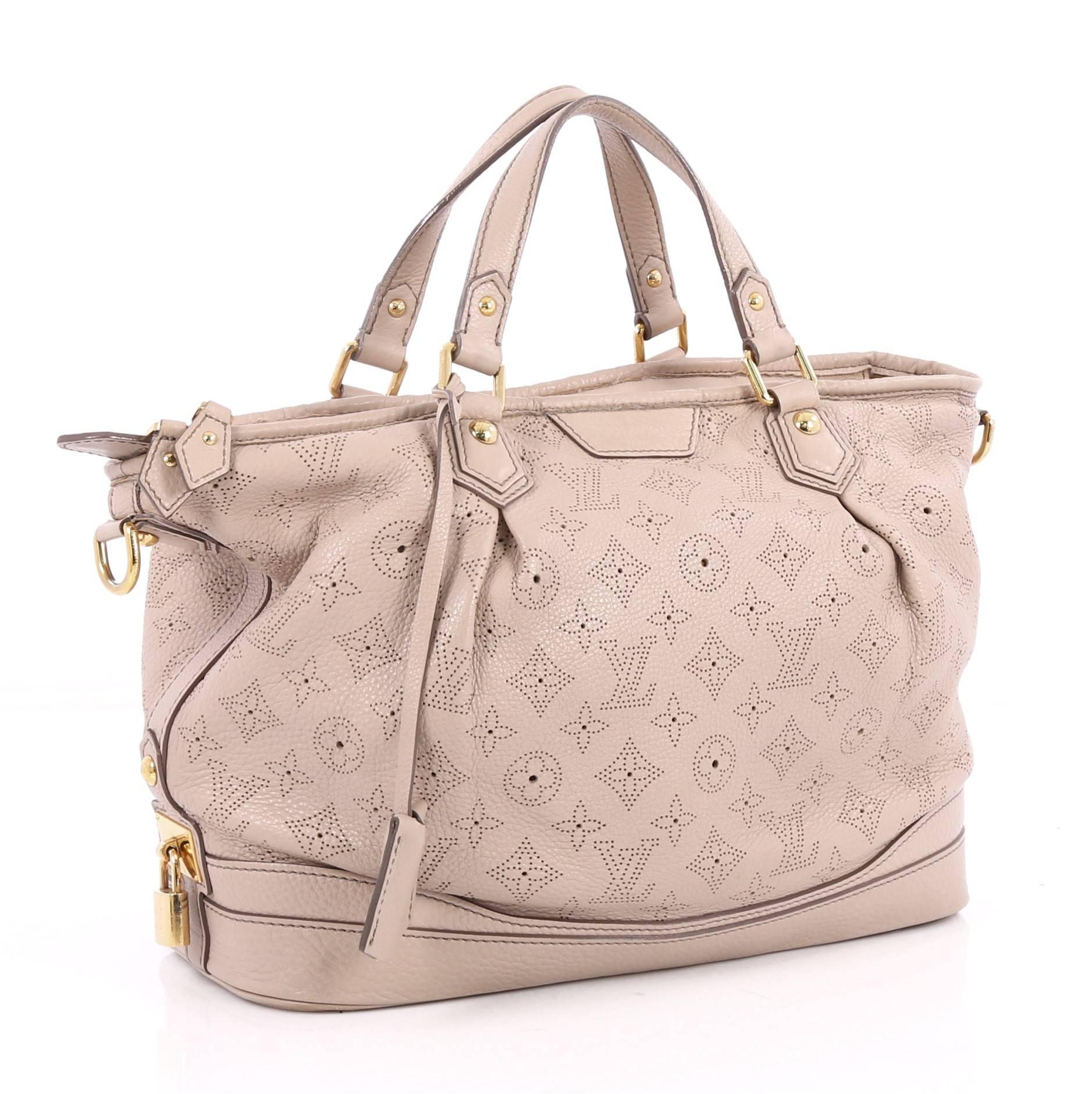 Beige Louis Vuitton Stellar Handbag Mahina Leather PM