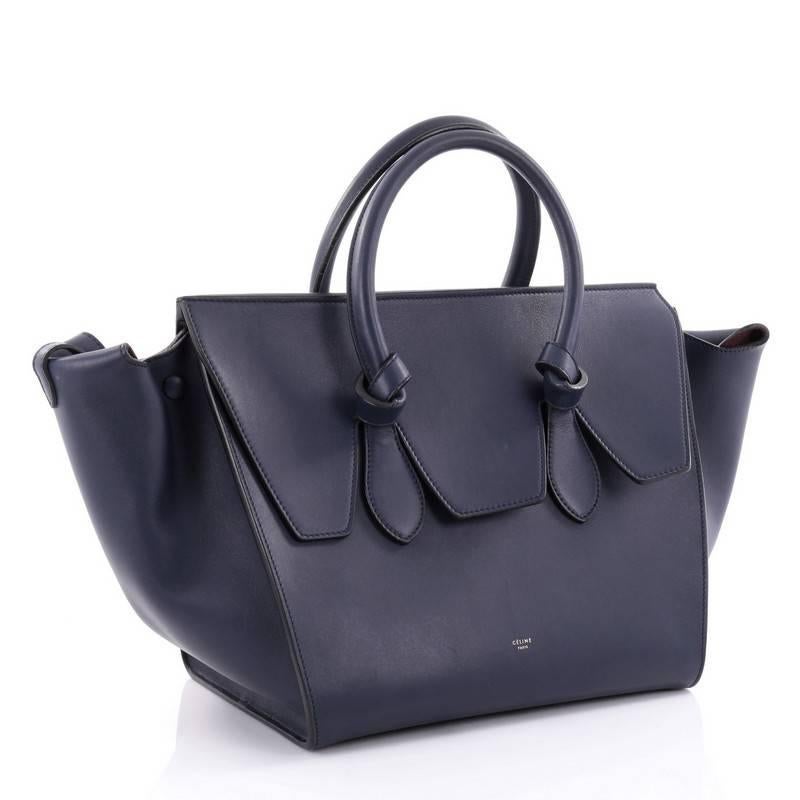 Black  Celine Tie Knot Tote Smooth Leather Small