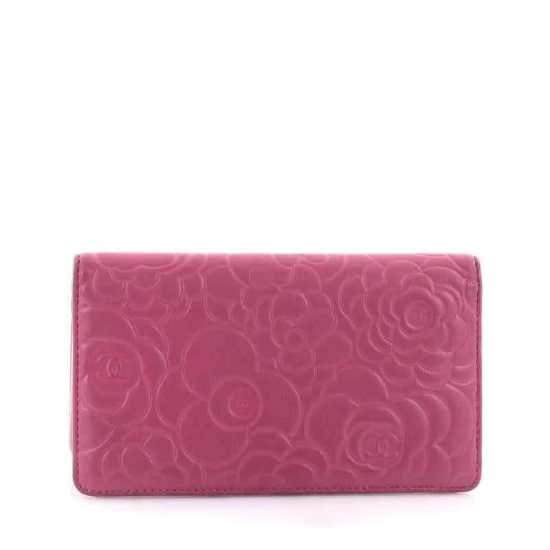 Pink Chanel Bi-Fold Wallet Camellia Lambskin Long