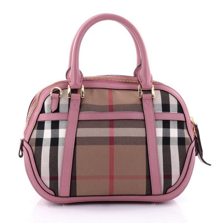 Burberry Stone/Pale Orchid Horseferry Check Canvas and Leather