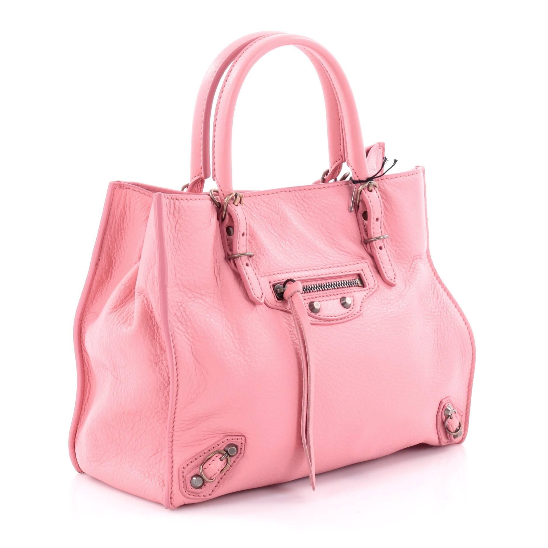 Pink Balenciaga Papier A4 Zip Around Classic Studs Handbag Leather Mini