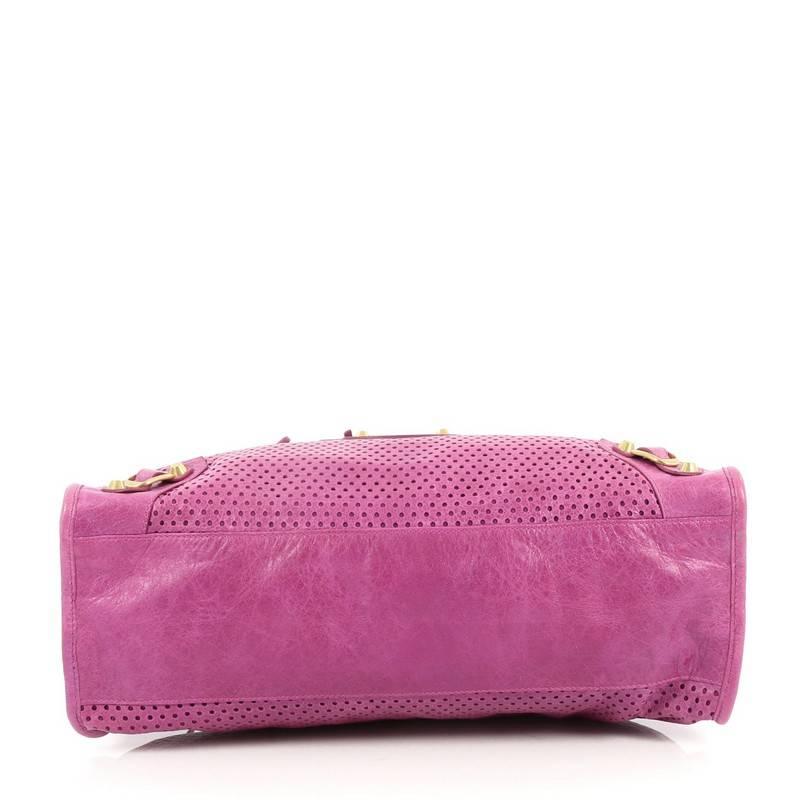 Women's Balenciaga City Classic Studs Handbag Perforated Leather Medium