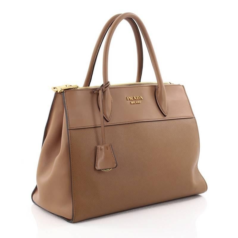 Brown Prada Paradigme Handbag Saffiano Leather Medium