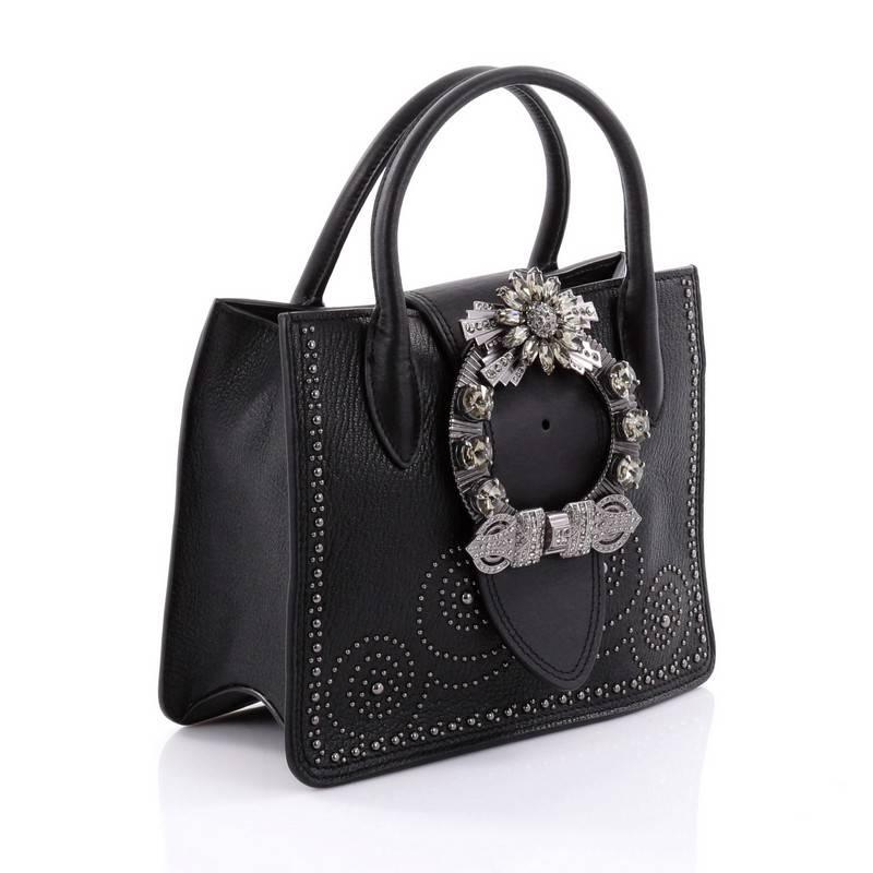 Black Miu Miu Madras Lady Convertible Bag Leather Small