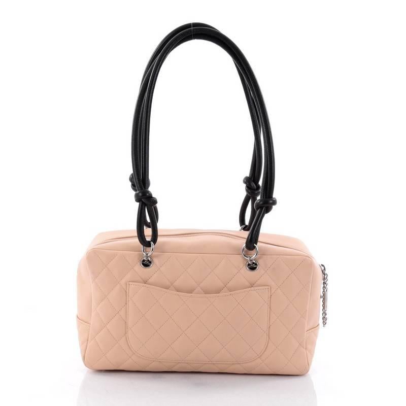Beige Chanel Cambon Bowler Bag Quilted Leather Medium