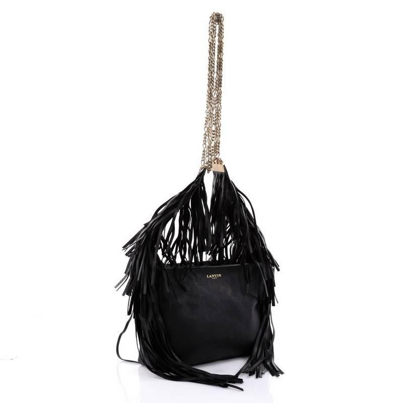 Black Lanvin Tribale Shoulder Bag Leather