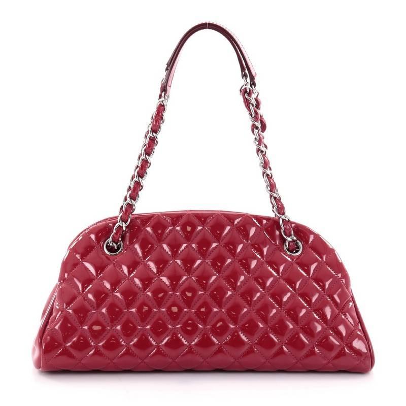 Chanel Just Mademoiselle Handbag Quilted Patent Medium In Good Condition In NY, NY