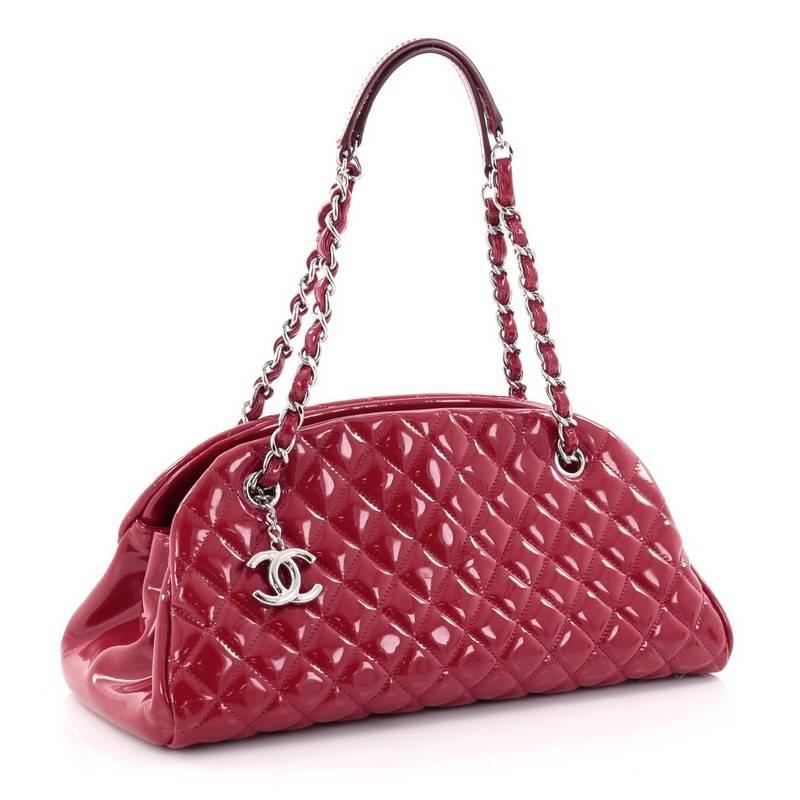 Red Chanel Just Mademoiselle Handbag Quilted Patent Medium