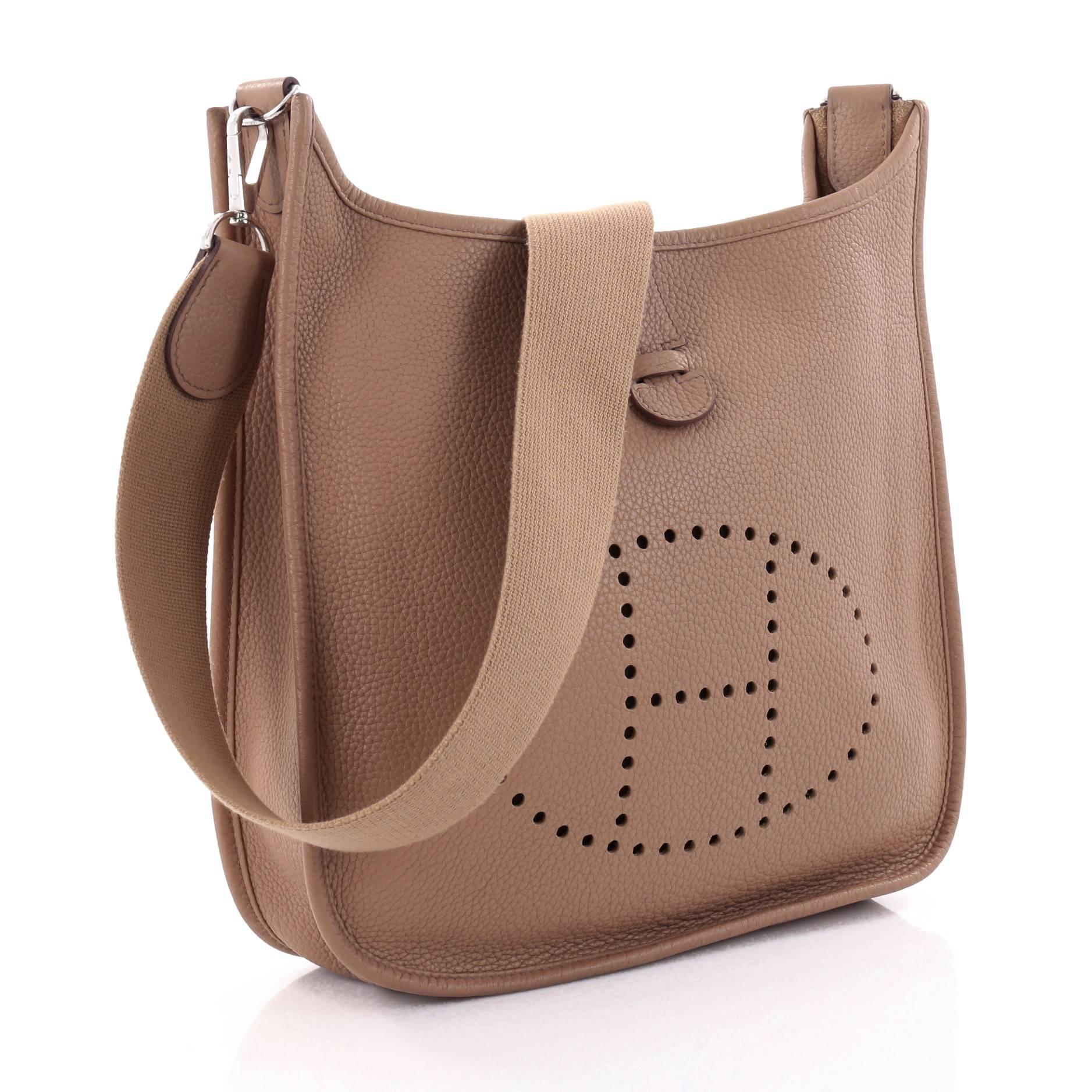 Brown  Hermes Evelyne Crossbody Gen I Togo PM