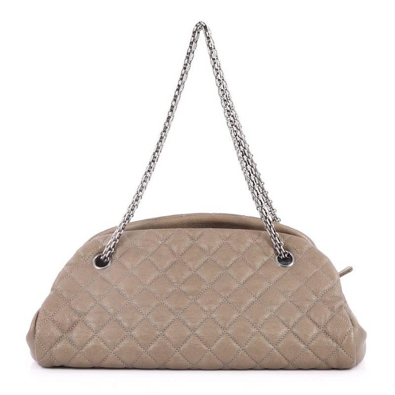 Chanel Just Mademoiselle Handbag Quilted Calfskin Medium In Good Condition In NY, NY