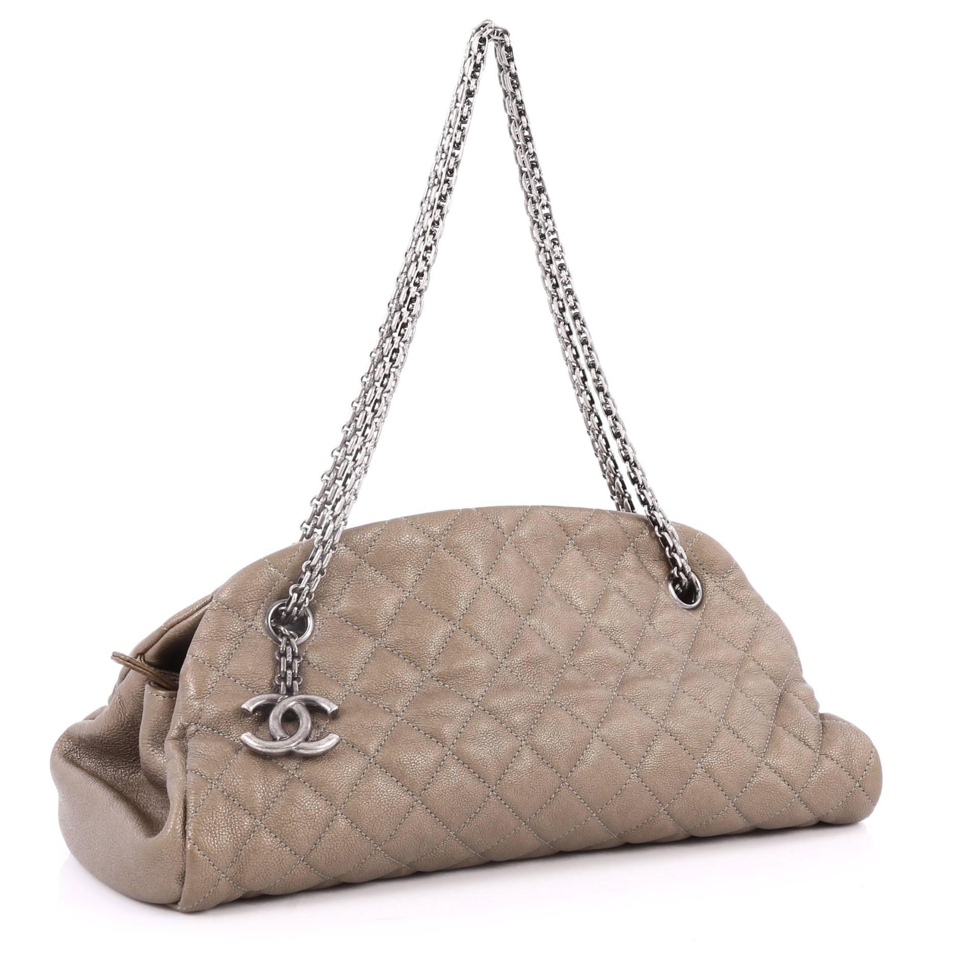 Brown Chanel Just Mademoiselle Handbag Quilted Calfskin Medium