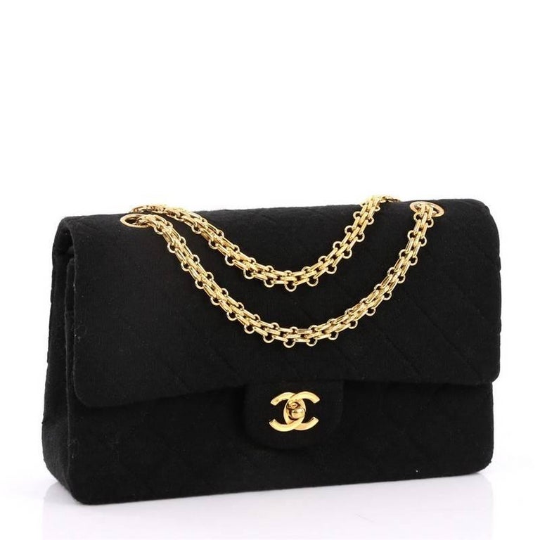 Chanel Vintage Reissue Chain Double Flap Bag Quilted Jersey Medium at  1stDibs