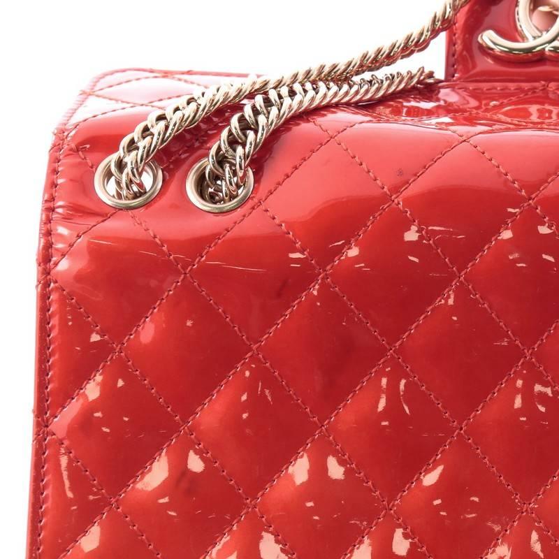 Red Chanel Evening Star Flap Bag Quilted Patent East West