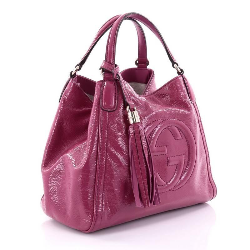 Pink Gucci Soho Convertible Shoulder Bag Patent Small