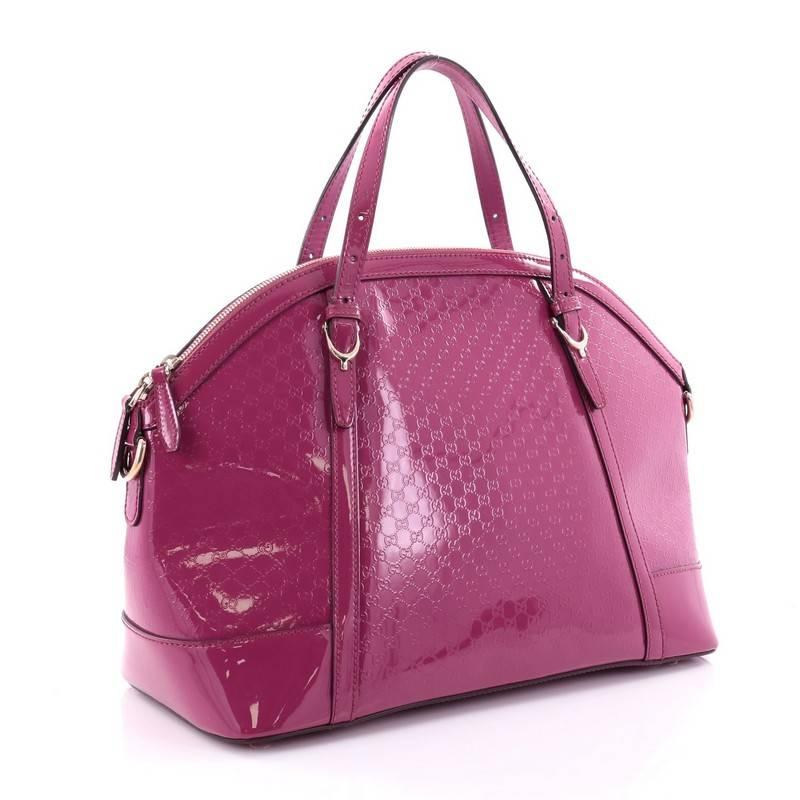 Pink Gucci Nice Top Handle Bag Patent Microguccissima Leather Medium