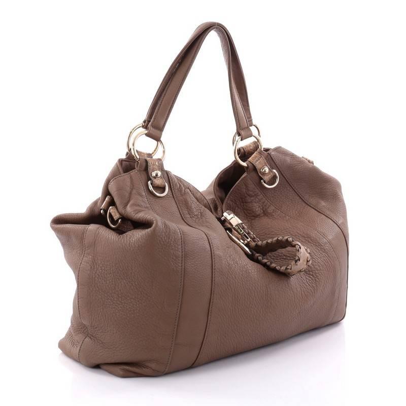 Brown Gucci G Wave Tote Leather Large