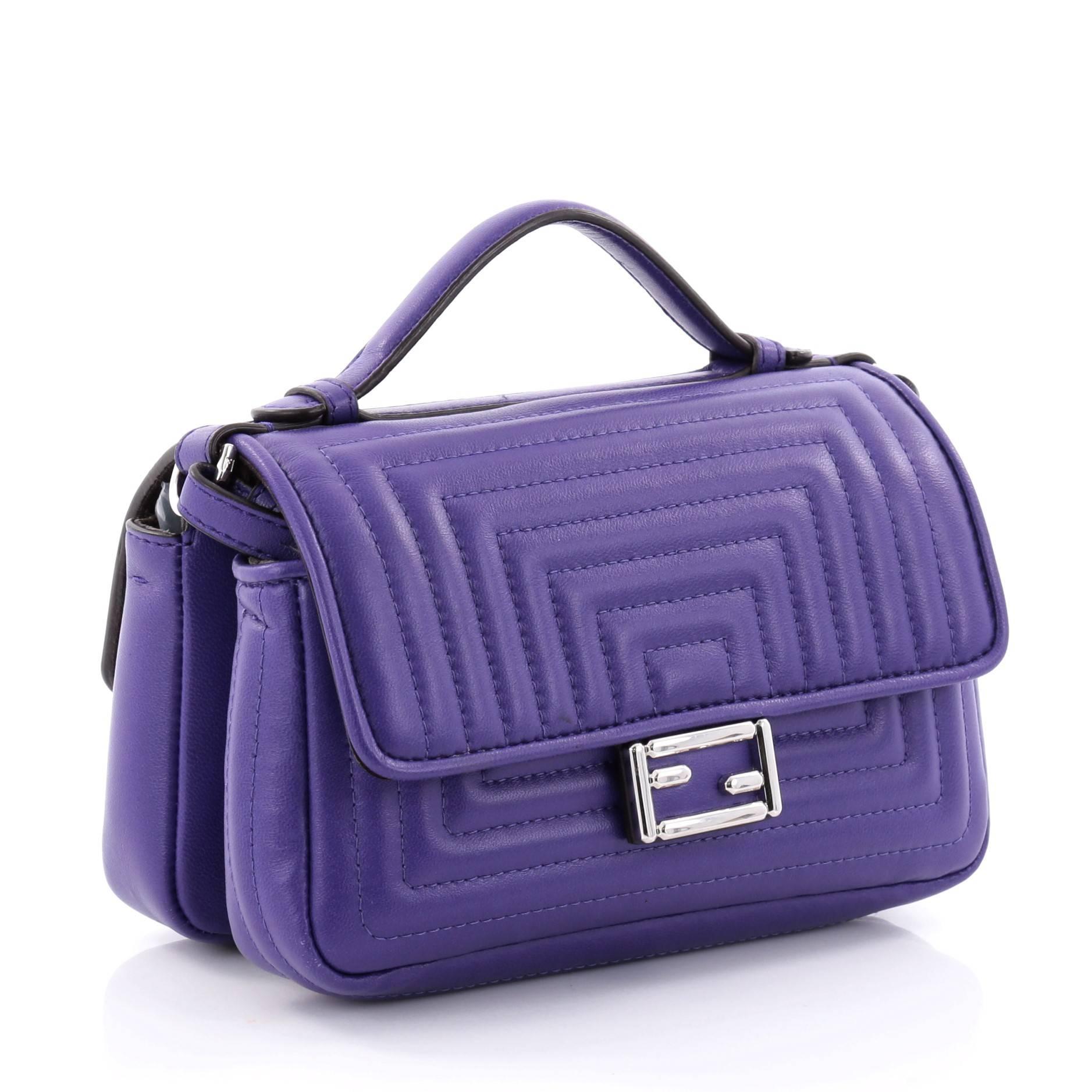Purple  Fendi Double Baguette Quilted Leather Micro