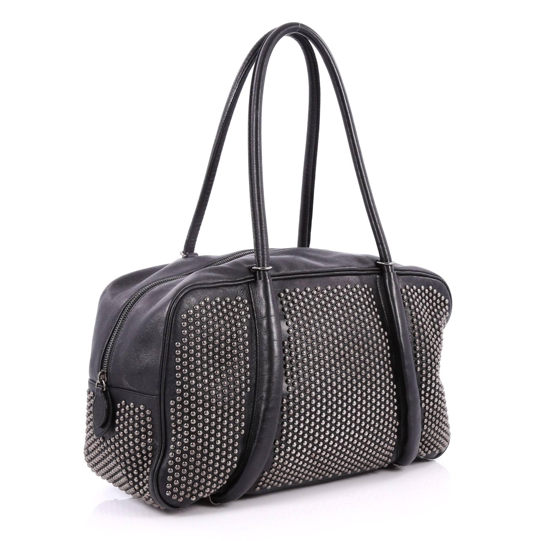 Black  Alaia Duffle Bag Studded Leather Medium