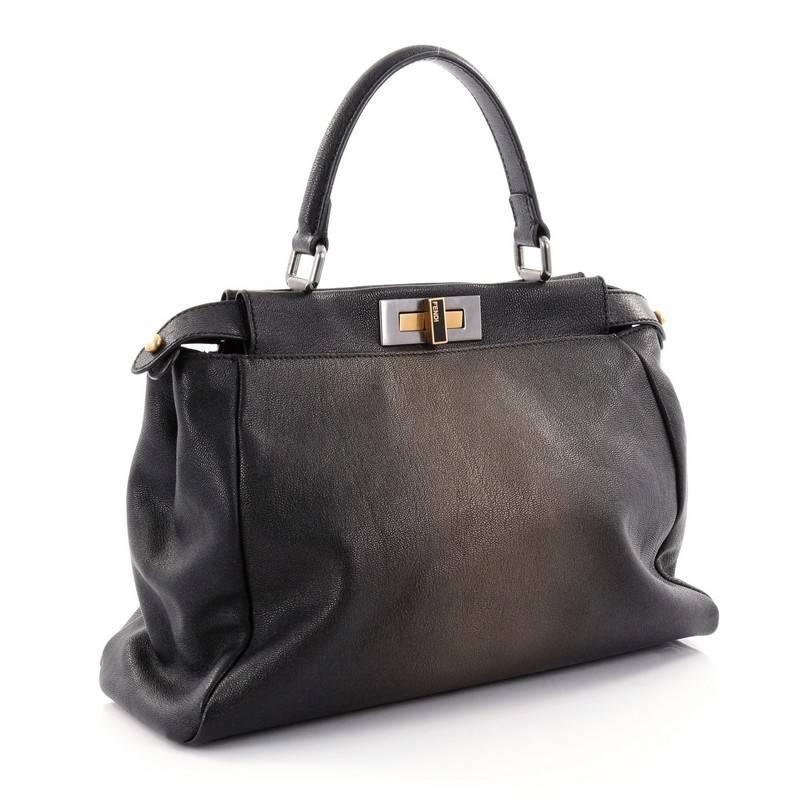 Black Fendi Peekaboo Handbag Leather Regular 