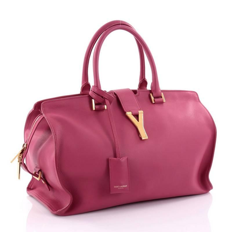 Pink Saint Laurent Classic Y Cabas Leather Medium 