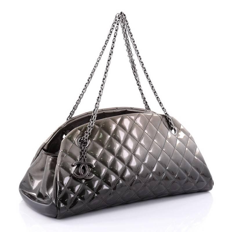 Black Chanel Just Mademoiselle Degrade Handbag Quilted Patent Medium