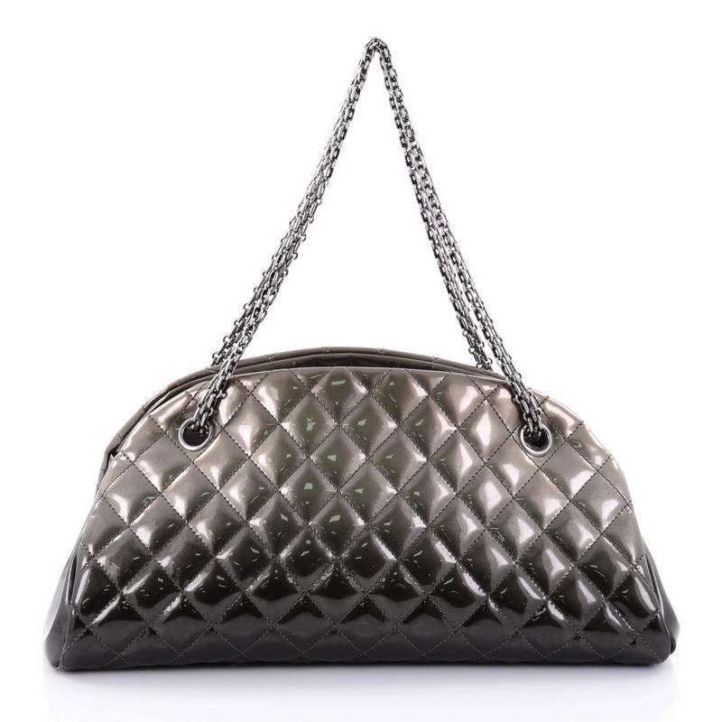 Chanel Just Mademoiselle Degrade Handbag Quilted Patent Medium In Excellent Condition In NY, NY