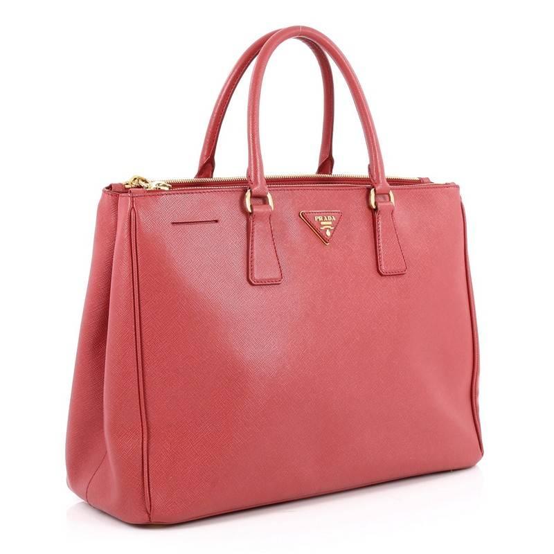 Pink Prada Double Zip Lux Tote Saffiano Leather Large