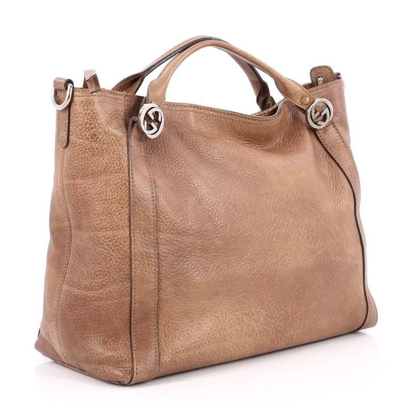 Brown Gucci Miss GG Convertible Tote Leather Medium