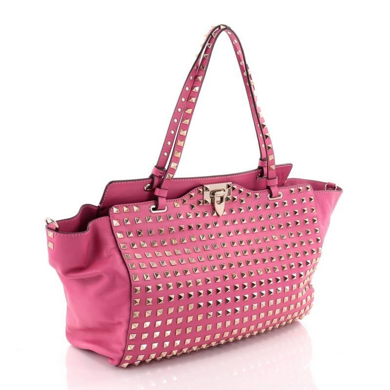 Pink Valentino Rockstud Tote Full Studded Leather Medium