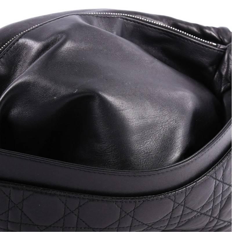 Black Christian Dior Rendez Vous Flap Bag Cannage Quilt Lambskin Medium