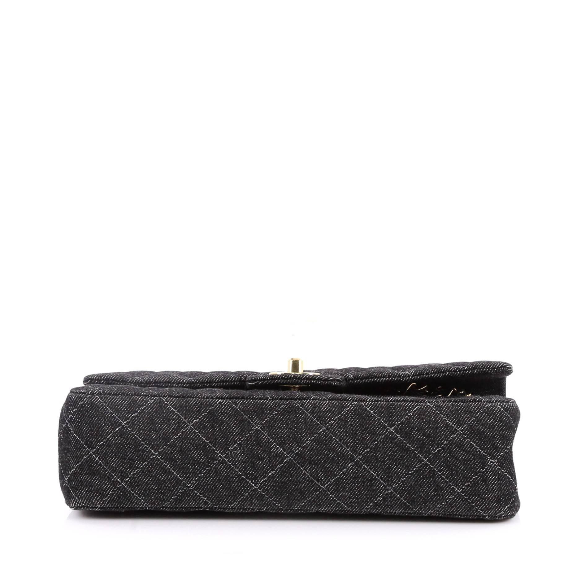 Women's or Men's Chanel Vintage Classic Double Flap Bag Quilted Denim Medium