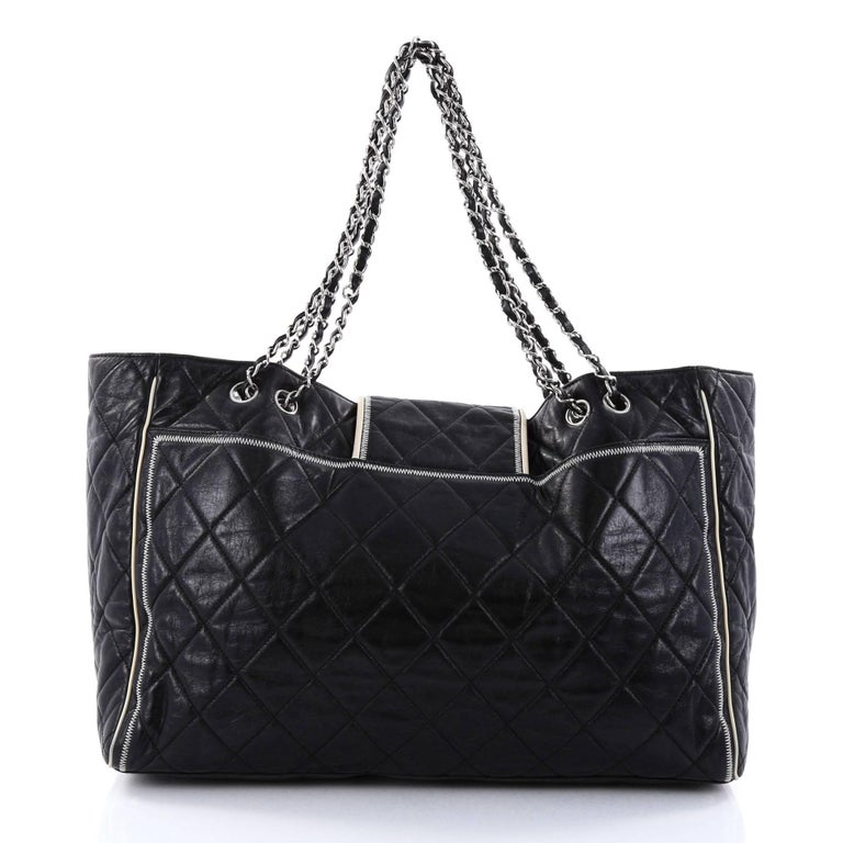 Chanel Mademoiselle Lock East West Tote Quilted Leather Large at