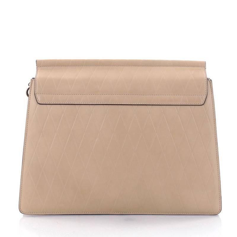 Chloe Faye Shoulder Bag Embossed Leather Medium In Good Condition In NY, NY