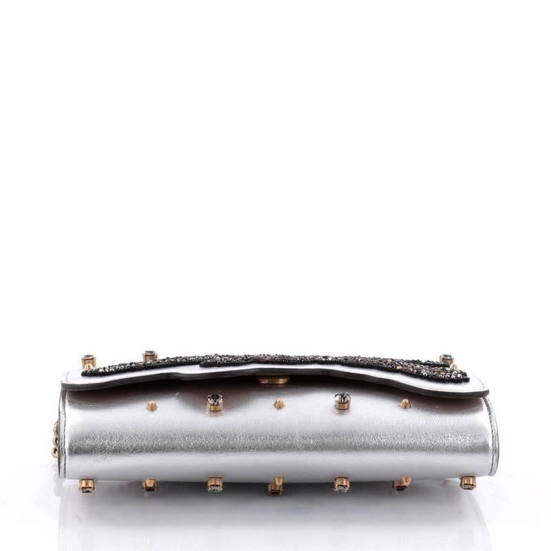 Gucci Broadway Tiger Chain Clutch Embellished Leather Mini In Good Condition In NY, NY