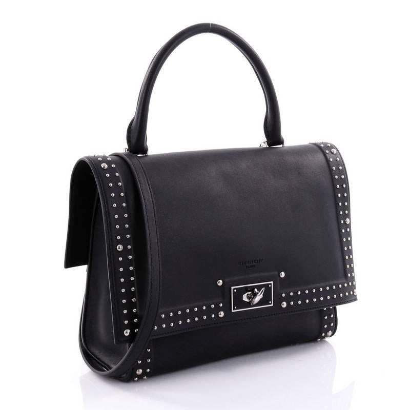 Black Givenchy Shark Convertible Satchel Studded Leather Small