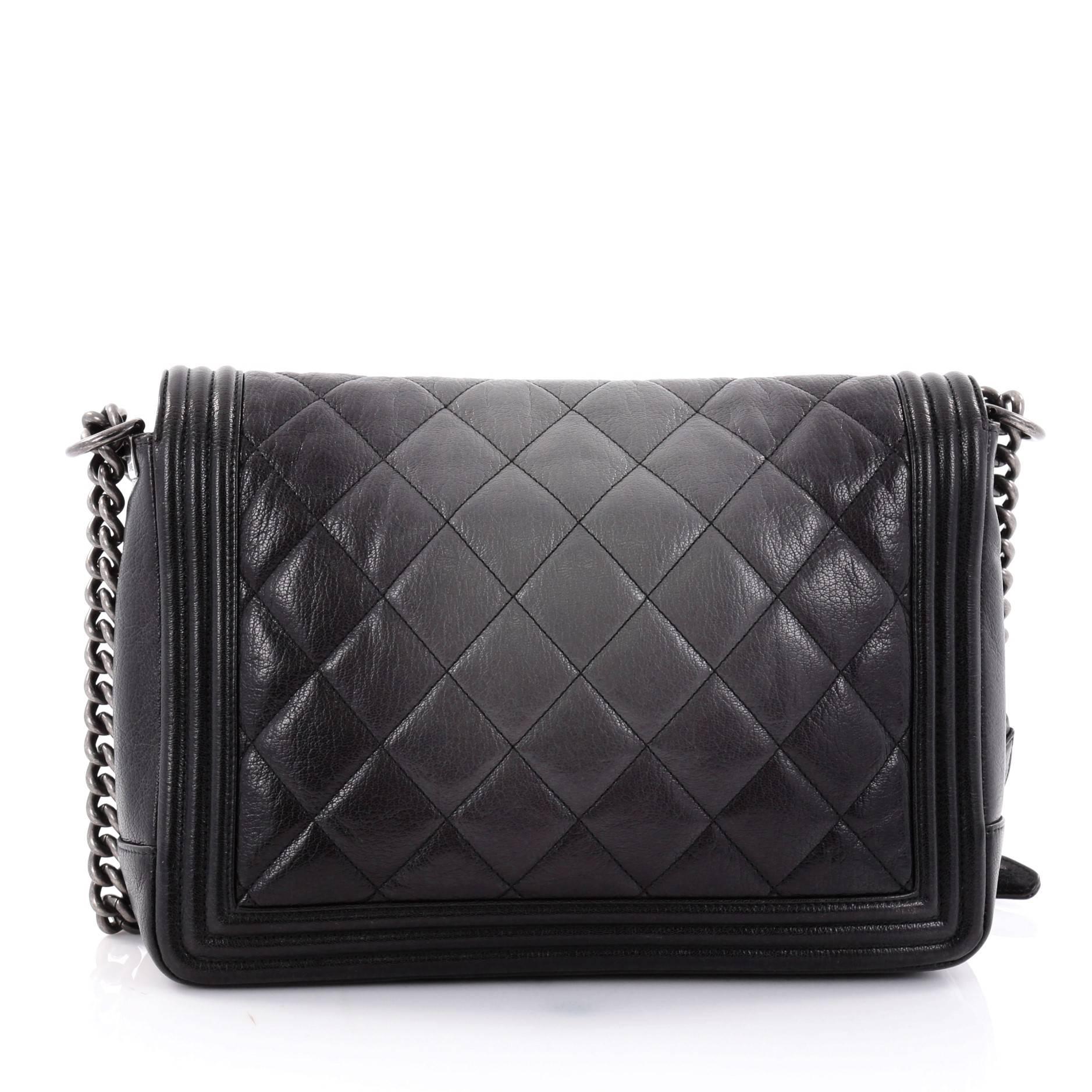 Chanel Boy Flap Bag Quilted Ombre Goatskin Large  In Good Condition In NY, NY