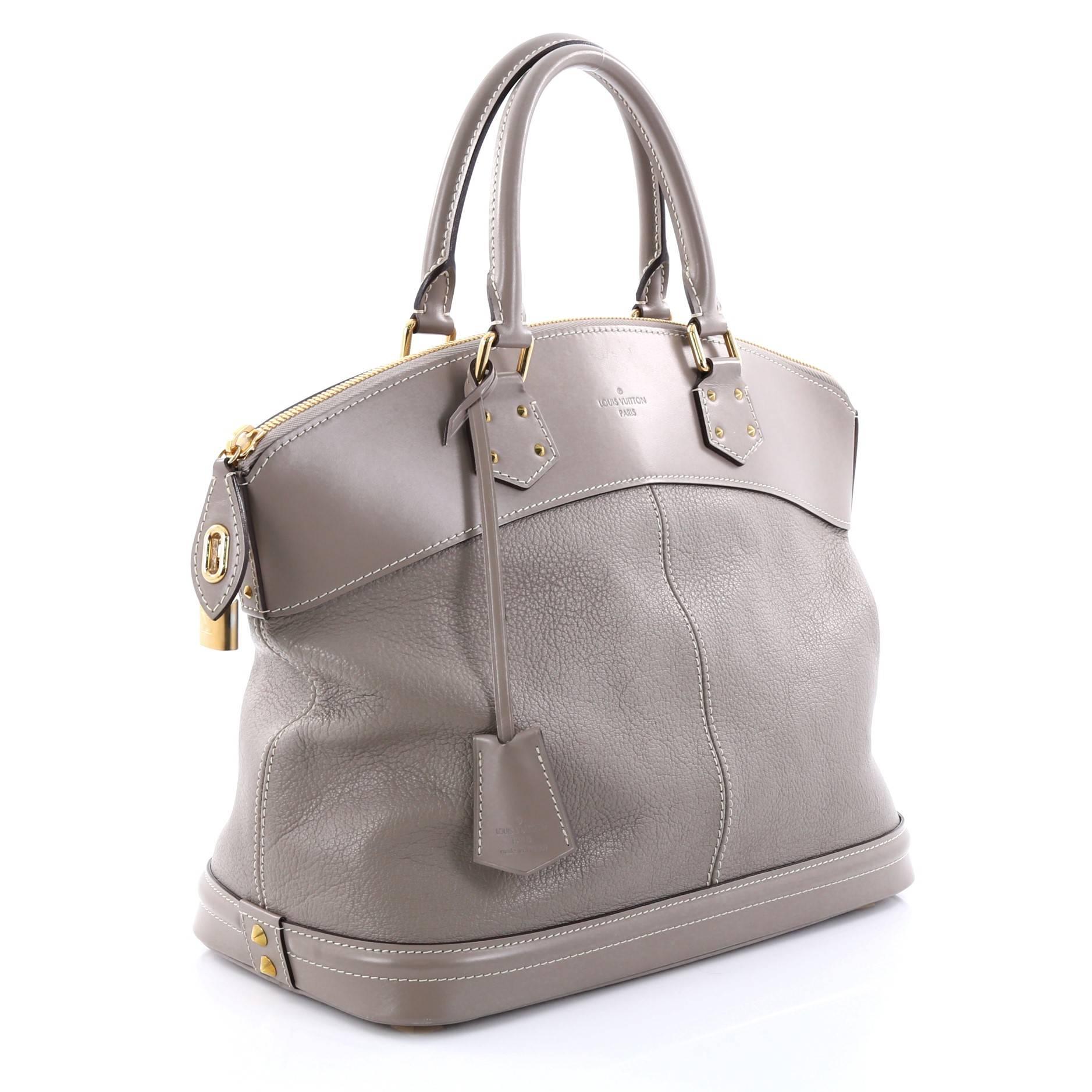 Gray Louis Vuitton Suhali Lockit Handbag Leather MM