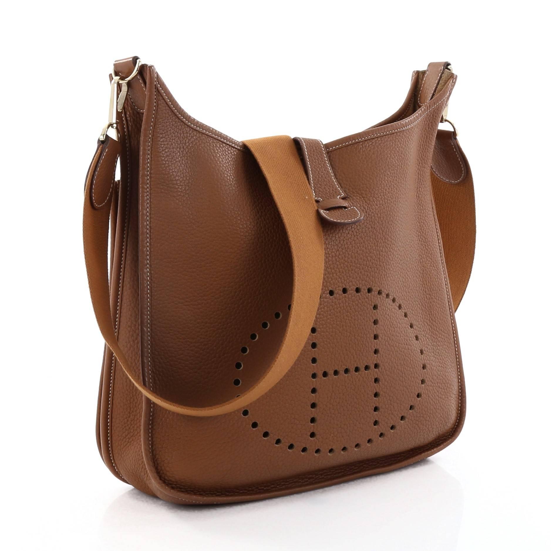 Brown Hermes Evelyne Crossbody Gen III Clemence GM 