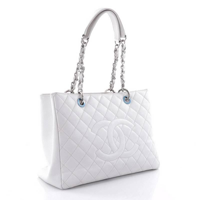 Gray Chanel Grand Shopping Tote Quilted Caviar